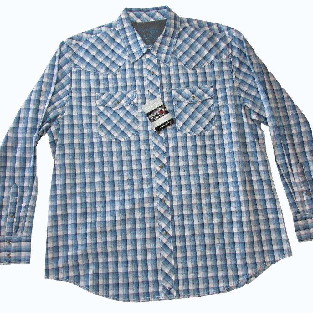 Wrangler 20X Competition Men's XXL Long Sleeve Plaid Western Shirt